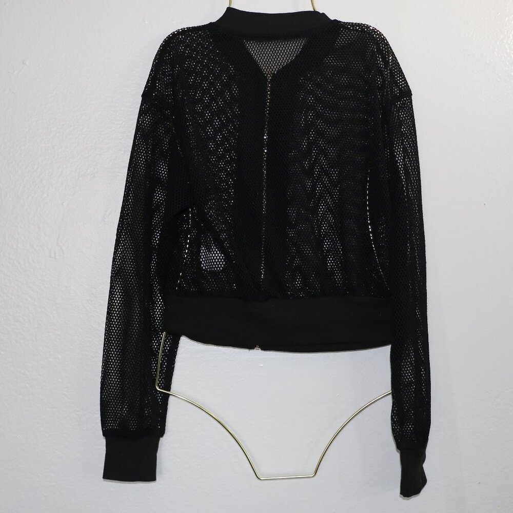 SHEIN Essence Zip-Up Mesh Bomber Jacket – Black 🖤 - Picture 2 of 6